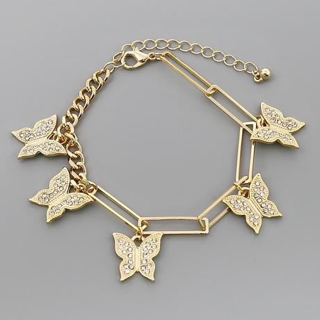 BUTTERFLY CHARM LINKED CHAIN BRACELET