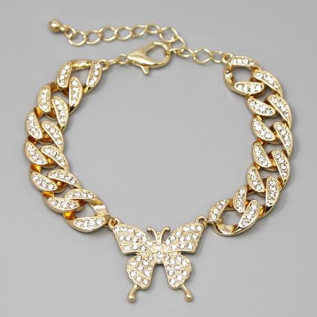 BUTTERFLY CHARM LINKED CHAIN BRACELET