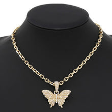 Load image into Gallery viewer, GLASS STONE BUTTERFLY CHAIN NECKLACE
