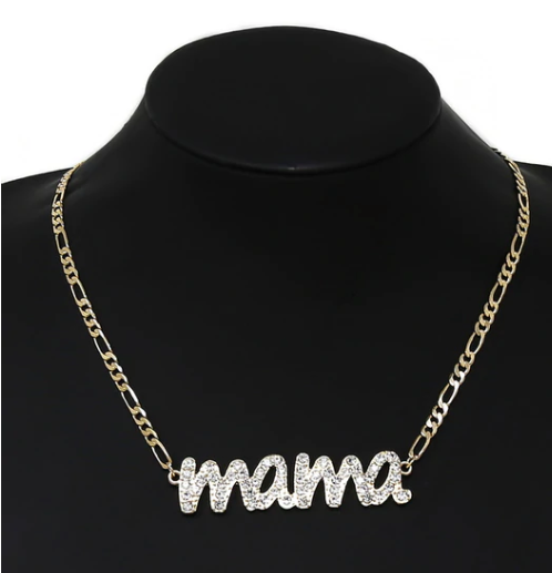 MAMA PAVE PLATE SHORT NECKLACE