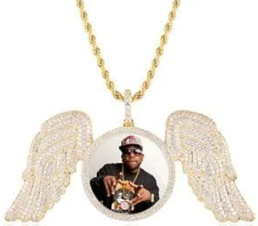 *PRE ORDER* CUSTOM MADE PHOTO ANGEL WING MEDALLION NECKLACE WITH ROPE CHAIN